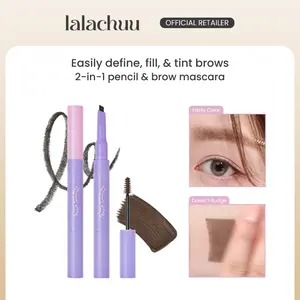 lalaChuu Square Dual Brow 2.7g |  2 in 1 Eyebrow Pencil & Tinted Brow Mascara – Long Lasting Smudge Proof Eyebrow Filler & Setter with Castor Oil & Collagen – Natural Volumizing Brow Makeup for All Day Hold & Definition