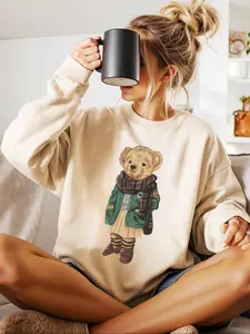 "Vintage Bear Outfit" printed sweatshirt, a crewneck sweatshirt with bear art, the perfect gift for vintage lovers and casual enthusiasts. It is suitable for vintage parties, casual dates, and comfortable wear, featuring a unique style with vintage bear d