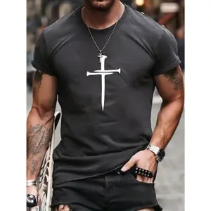 100% Cotton Men's Casual T-Shirt - Soft Daily Home and Outing Top,Suitable for Fitness, Running Errands, Relaxation, Must-Have for Spring, Autumn, and Summer, Comfortable Printed Style, Versatile for Various Scenarios, First Choice for Fitness Enthusiasts