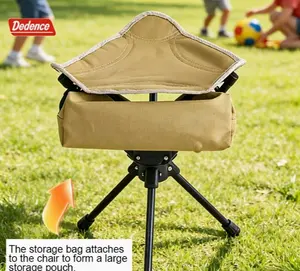 Swivel Folding Camping Stool, Lightweight Portable Tripod Chair with Storage, 360° Rotating Seat for Fishing, Hunting & Picnic