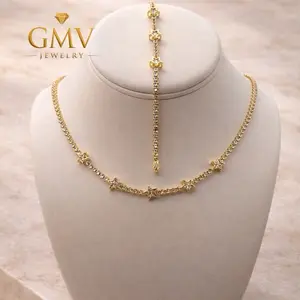 GMV Jewelry Starlight Tennis Set 18k Gold Plated - Necklace and Bracelet Luxury Jewelry for Women