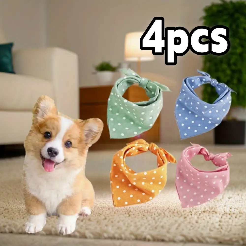 4pcs Fall Dog Bandanas, Triangle Pet Saliva Towel Cute Soft Puppy Scarfs Washable Daily Handkerchief, Pet Bandanas, Pet Collar,Adjustable Comfortable Gifts, Neck Scarf Bandana Pet Accessories headband