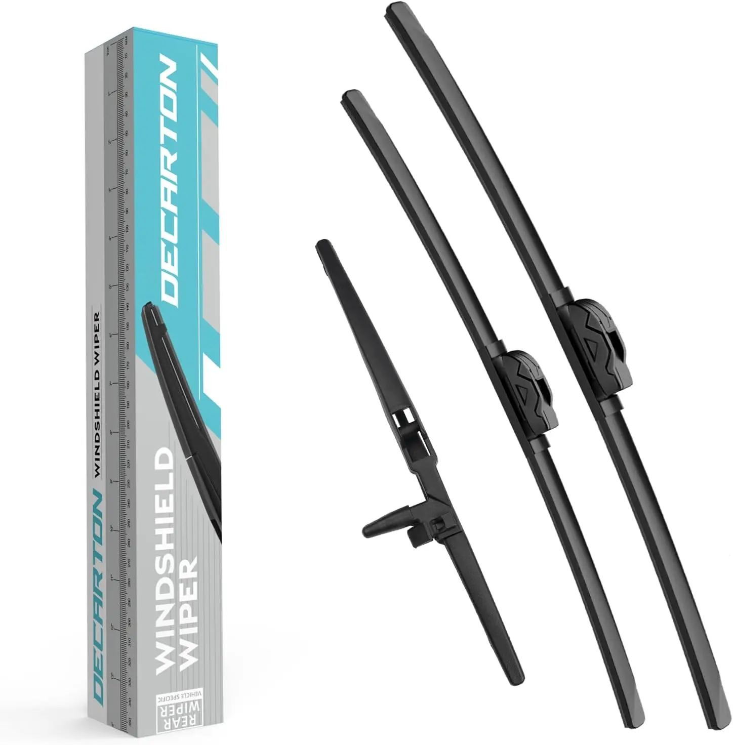Automotive Replacement Windshield Wiper Blades - 3-Piece Front and Rear Set for Toyota 4Runner 2003-2009, Streaking Reduction, Easy-Install Auto Parts