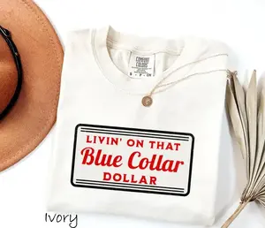 Comfort Colors Living on That Blue Collar Dolar Shirt, Western Cowboy Shirt, Country Rodeo Shirt,  Western Tee