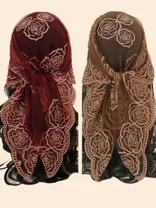 Women's Boho Style Floral Embroidery Scarf, Fashionable Soft Comfortable Shawl for Daily Wear, Casual Versatile Lace Scarf for Women