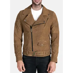 Mens Perfecto Brown Suede Leather Jacket