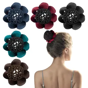 Ballet Hair Bun Covers 5 Pack Large with Flower Ponytail Elastic Knit Mesh Snood Holders  Invisible Nets and Accessories  Dancer Skater Bank Clerk