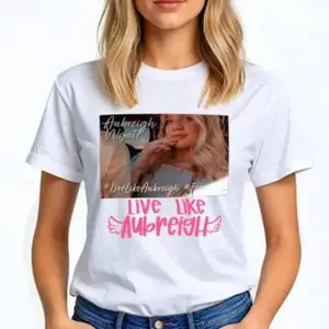 100% Cotton, Crew Neck, Fitted, Short Sleeve, LivelikeAubreigh Fundraiser Support T-Shirt Graphic, Breathable - Classic