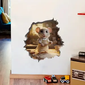 Quirky 3D Mouse Chef Decorative Wall Sticker, Unique Kitchen Decor, Home Decor, Decoration Items, PVC Material, Matte Finish, Perfect for Living Room Bedroom Bathroom