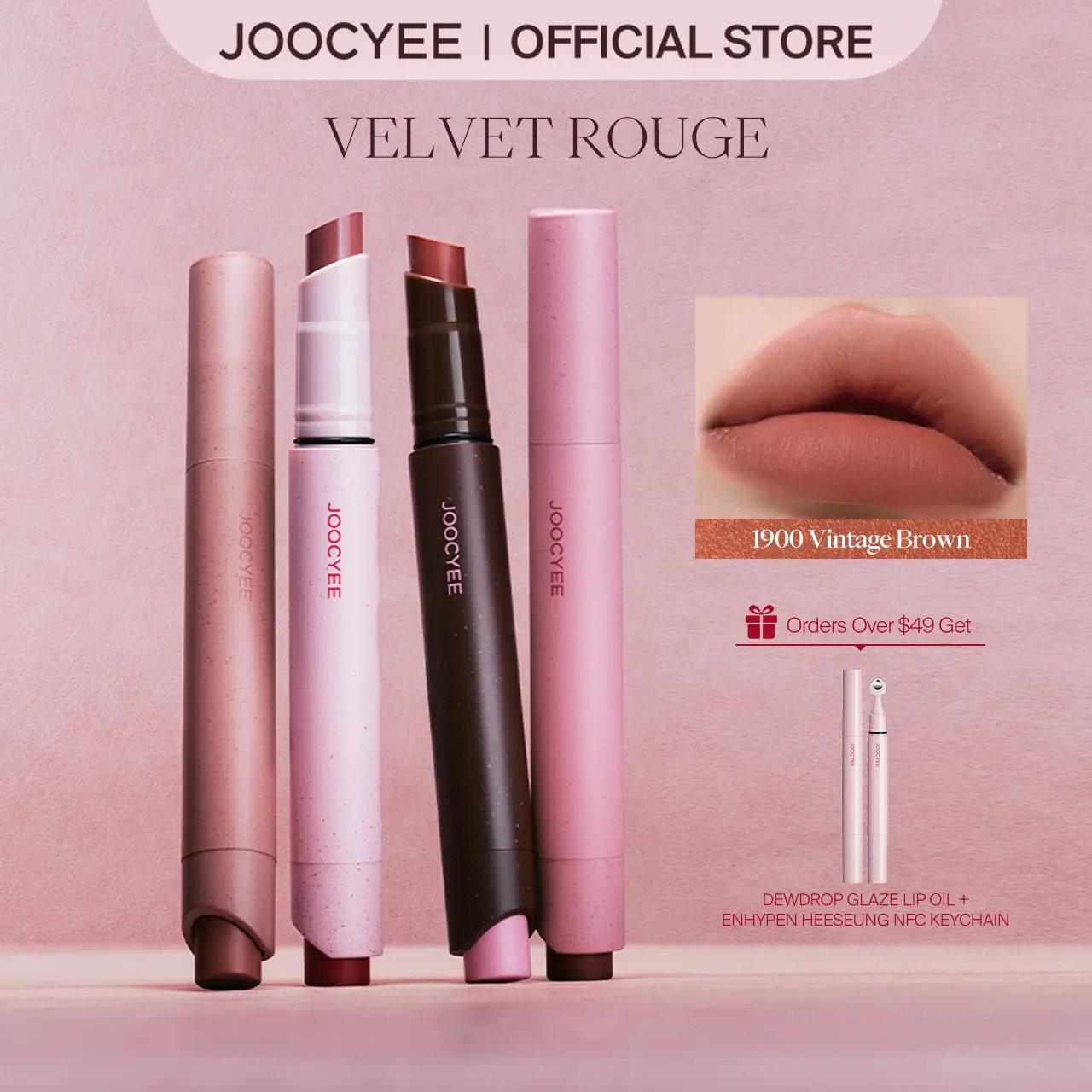 JOOCYEE Velvet Rouge, Lightweight, Non-Smudging, Pigmented, Transfer-Proof, Cosmetic, Silky, Mood, Blur Lines, Non-Drying, Long Wear, Beginner-Friendl