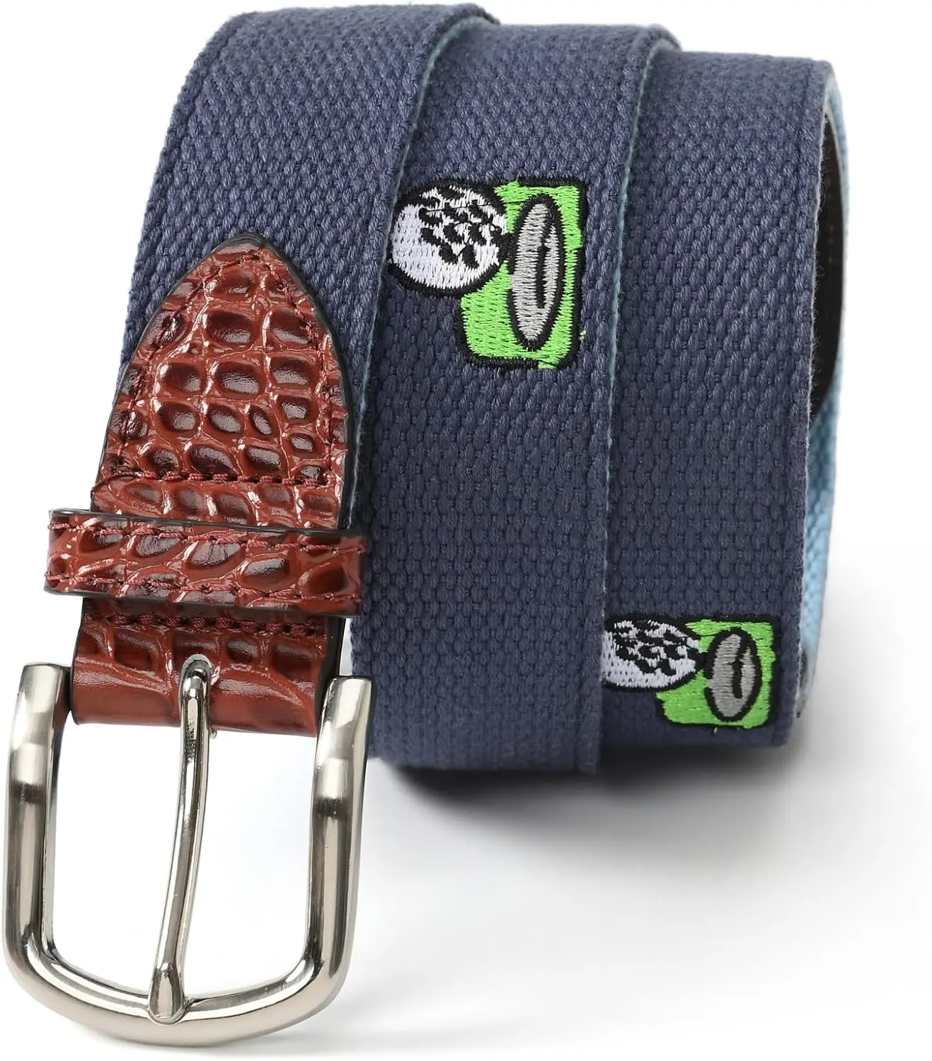 Blue Belt With Golf Ball Embroidery