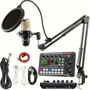 BM800 Podcast Microphone Set with F998 Sound Card-Complete studio and live microphone and sound combination