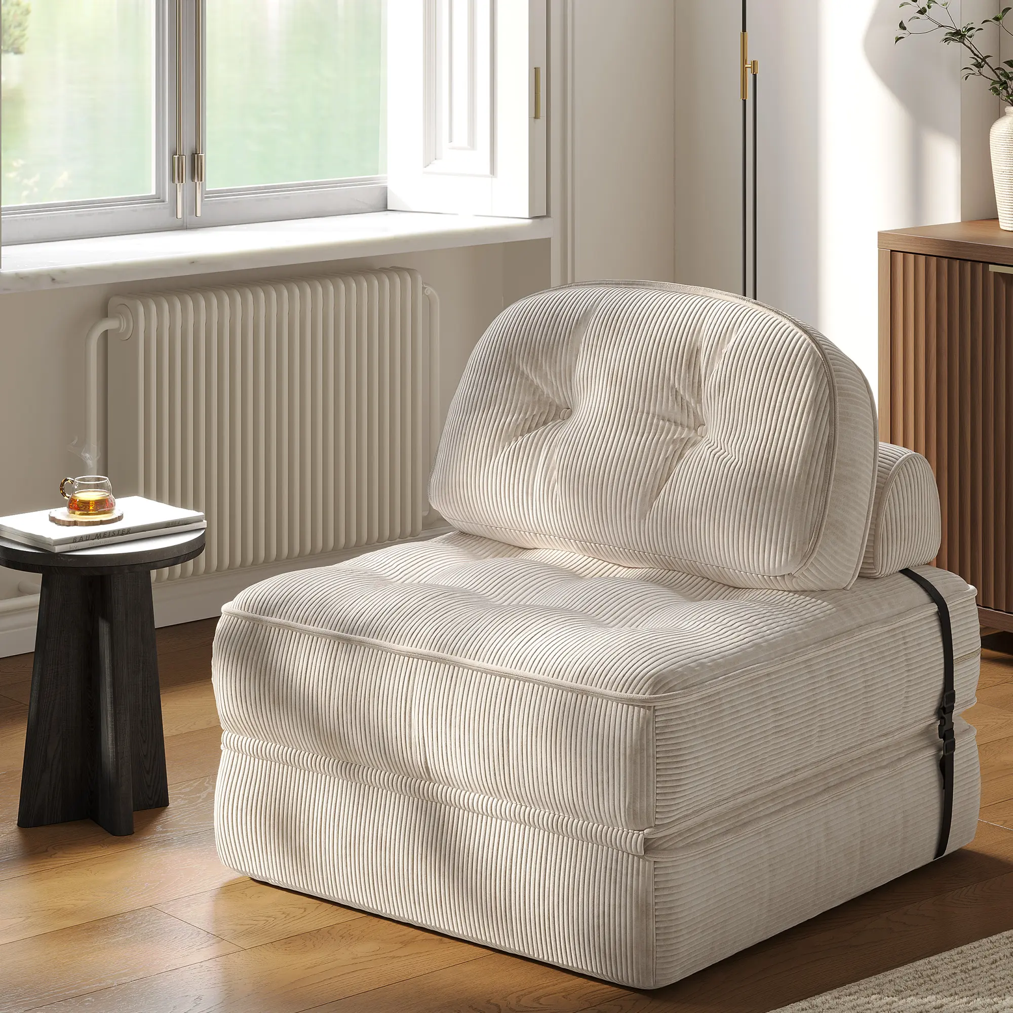 Ivory Cream-ribbed Velvet