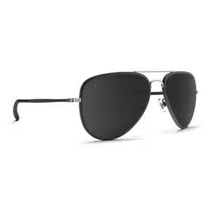 Blenders A Series Spider Jet Aviator Sunglasses – Matte Black Stainless Steel Frame, Polarized Smoke Lenses, 100% UV, Stylish Unisex Medium‑Large Fit