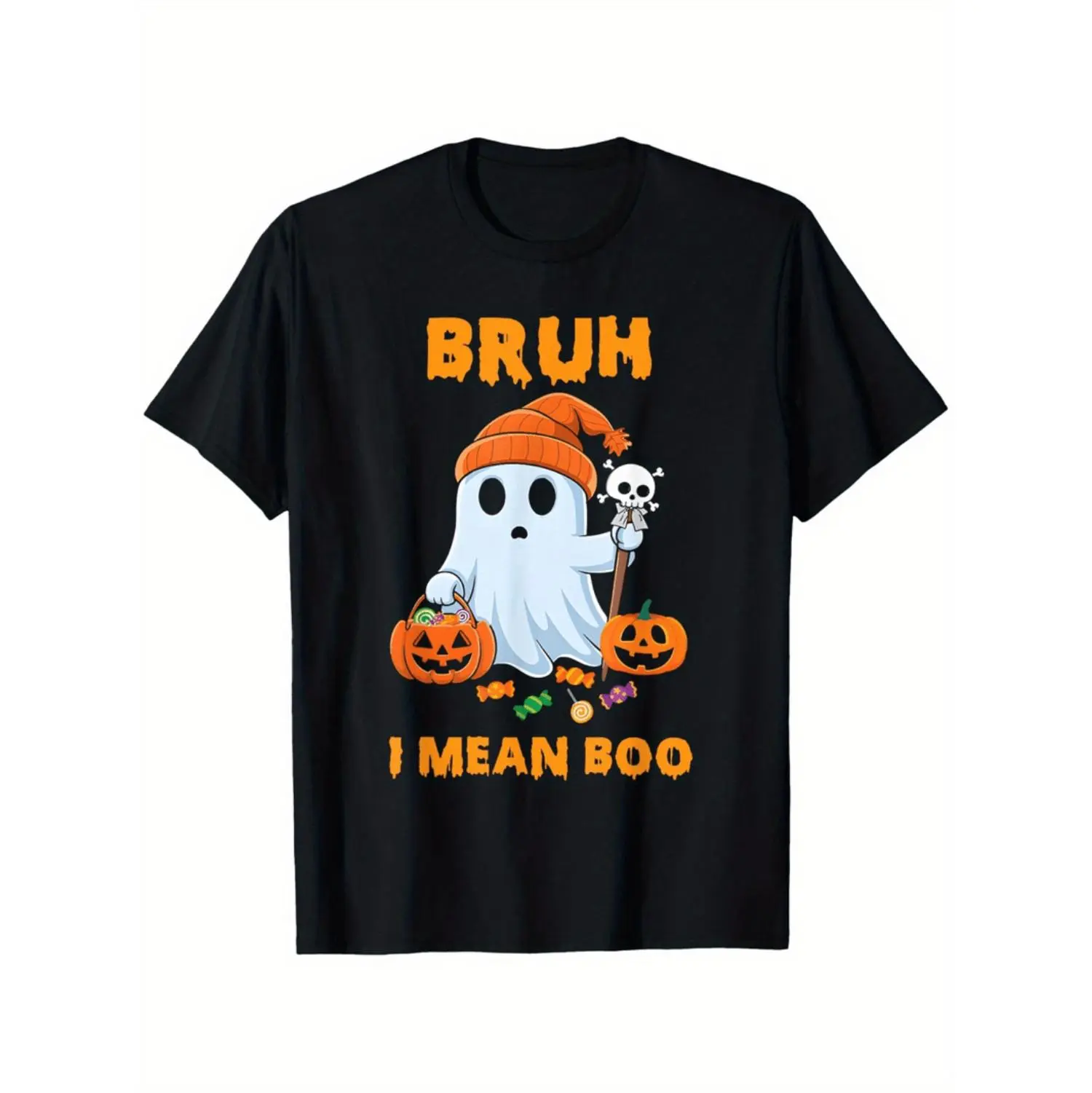 Playful Skull Pumpkin Graphic T-Shirt for Halloween Fun in 100 Percent Cotton Suitable for Boys and Girls Perfect Gift for the Festive Season