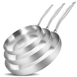 Tri-Ply Stainless Steel Frying Pan Set – 8.5", 10", 12" | Induction & Oven Safe | Detachable Handle