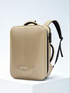 Hard Shell PVC Laptop Backpack with Password Lock, Anti-Theft Work Bag for Commuting and Travel, Lightweight Nylon Fabric, P/lap Design