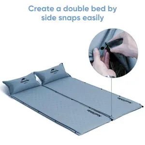 Self-Inflating Sleeping Pad, Ultralight Memory Foam Camping Pad With Pillow, Fast Inflating, Patchwork Sleeping Pad For Camping, Hiking, RV Camping, With Storage Bag, Single, Graphite Blue quick inflation