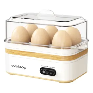 【summervibes】EVOLOOP Rapid Egg Steamer - 6-Egg Capacity, BPA-Free Stainless Steel with Clear Tritan Lid, 400W Electric Egg Cooker for Hard Boiled, Poached, Scrambled, or Omelette, Includes Measurement Cup & 2 Poaching Trays, Auto Shut Off