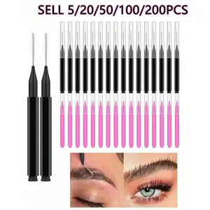 200/100pcs Micro Eyebrow Brush With Cap Brow Lamination Brush Spoolies For Eyebrow Eyelash Brow Brush Lash Filler Eyebrow Lash Lift And Tint Makeup Tools For Brows And Lashes Comb Extensions Makeup Brushes