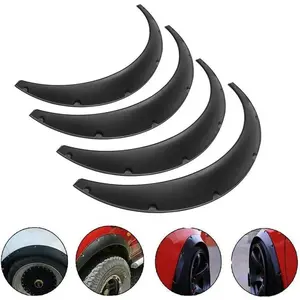 4Pcs Universal Car Fender Flares Carbon Fiber Texture Wide Body Wheel Arches Easy Install Durable Exterior Accessories Fit Most Cars SUV Trucks Ideal Upgrade for Auto Enthusiasts