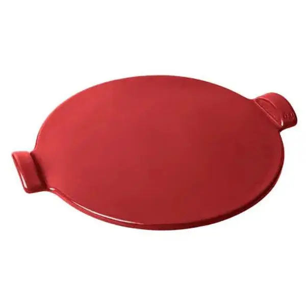 Emile Henry Traditional Smooth Surface Ceramic Pizza Stone - Burgundy Kitchen Oven Utensil with Sealed Finish, Easy Release, Stain-Resistant Design for Baking Pizza, Grilling