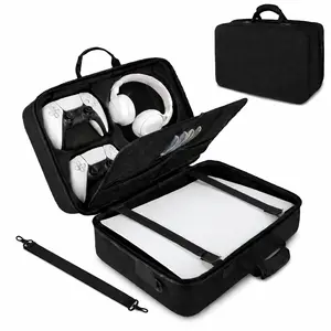 Travel Carrying Case for PS5 / PS5 Pro – Shockproof Waterproof Hard Shell Storage Bag for PlayStation 5 Console, Controllers & Accessories Travel Organizer (Black)