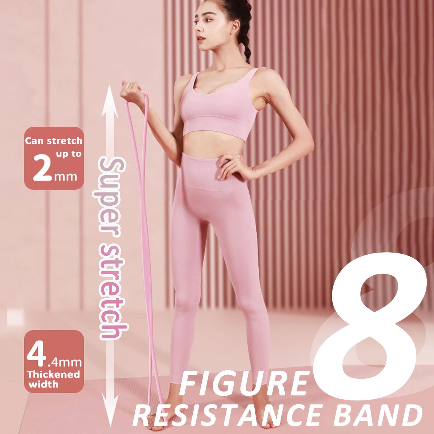 Resistance Bands Figure 8 Exercise Bands for Women 8 Shaped TPE Material for Arms Chest Expander Yoga Gym Fitness Muscle Training Equipment Stretching Gear Latex Free Elastic