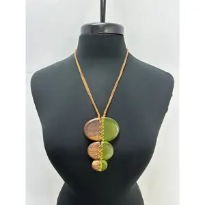 Lime Green Wood Zip Necklace
