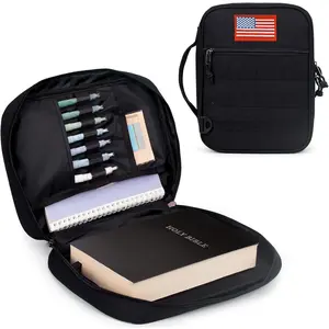 Tactical Bible Cover For Men, Large Bible Case With Shoulder Strap, Water-Resistant Book Cover With Handle, Multi-Functional Carrying Bible Holder Bag For Church, Study and Spiritual Use