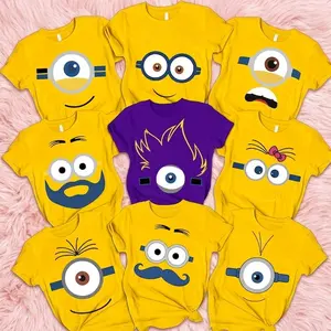 [FREESHIP] Unisex Minion Faces Family Shirt, Funny Minion T Shirt, Cute Minions Shirt, Y2K Streetwear T-Shirt, Unisex Crew Neck, Vintage Hip-Hop Sports Graphic, Casual Cotton Fit, Soft Comfortable Short Sleeve, Teen &