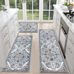 3pcs Bohemian Style Kitchen Mat Set, Includes 3 Washable Kitchen Rugs and Mats, Suitable for Kitchen, Laundry Room, and Hallway, Home Decor Rugs