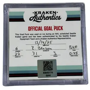 12.14.25 BUF Z. Benson #6 Goal Puck
