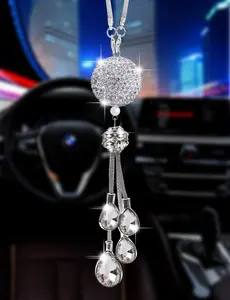 Bling  Accessories for Women and Man,Cute Decor Women,Lucky  Sun Catcher Ornament,Rear View Mirror Ball Charm (30 mm Clear) (White)