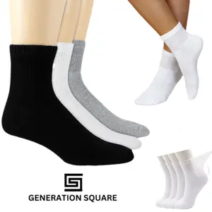 Generation Square Unisex Ankle Socks - Premium Cotton, Diabetic Socks, Non-Binding, Cushioned, Breathable, Stretchy Fit, Sizes 9-11, 10-13, 13-15 Sports & Casual Wear