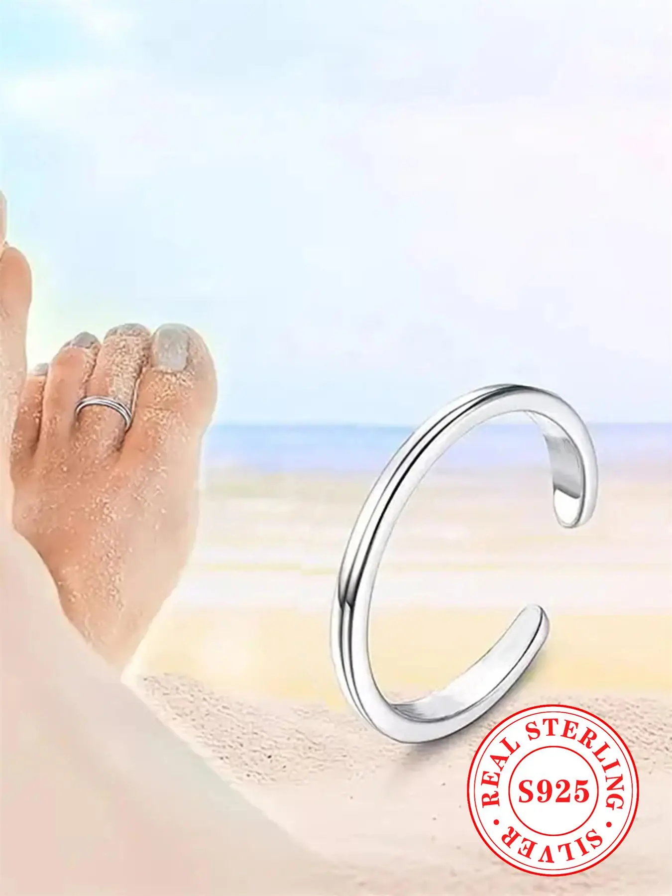 925 Sterling Silver Simple Style Toe Ring, Fashionable Toe Ring for Women & Girls, Trendy All-match & Exquisite Jewelry for Birthday Gift