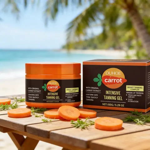 Sun-Kissed Glow Balm Gel, Tanning Products, Waterproof Formula, Carrot Seed Oil, Rich in Vitamins a & E, Deep Hydration, Silky Hydration, Ideal for Beach Vacations