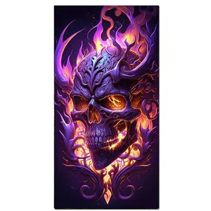 Flaming Skeleton 5D Diamond Painting Kits for Adults Skull DIY Drill Diamond Art Kits Arts and Crafts for Beginners Diamond Dot Kits Gem Painting Wall Art for Living Room