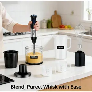 700W 4-in-1 Immersion Blender with Copper Motor & Stainless Steel Blades Splash-Proof Handheld for Baby Food Purees Minced Meat Whipped Eggs 700mL Beaker 500mL Food Processor, set  blender, electric  blender. Multifunctional Juicer Machine