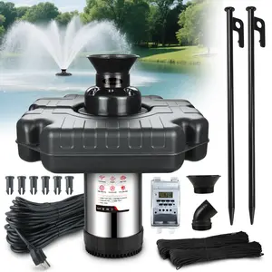 Goldlife Pond Fountain Aerator, F3 1HP 750W 110V Stainless Steel Floating Fountain With 100 FT Power Cord, Octagon Aerating Fountain Pump for Small Large Ponds Lake Pool Bay Fish farm (No Light)