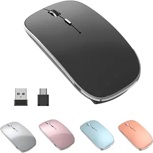 L-KBB025  Wireless Mouse Chargeable Portable Silent USB-A and Type-C Dual Mode Wireless Mouse 3 Adjustable DPI for Laptop, Mac, Android, PC (Q23S Black) (Black)