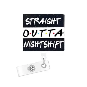 Retractable Badge Reel With Clip, Slogan Graphic Swivel ID Badge Holder Reel for Nurses, Doctors, Students, Workers and Volunteers, Retractable Badge Holders