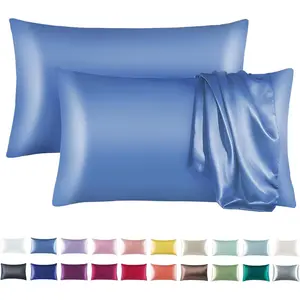 Satin Pillowcase Set for Hair &  Care - Cooling, , Anti-Frizz, Wrinkle-Free - Soft, Luxurious Pillowcases with Envelope Closure - 2-Pack,  Size 20x30, -Ready