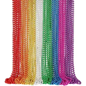 48 Pack 33 Inch Mardi Gras Plastic Beads Necklaces - Multicolor Party Favors for Parade Throws, Festival Decorations, Wedding Birthday Celebrations & Costume Dress Up