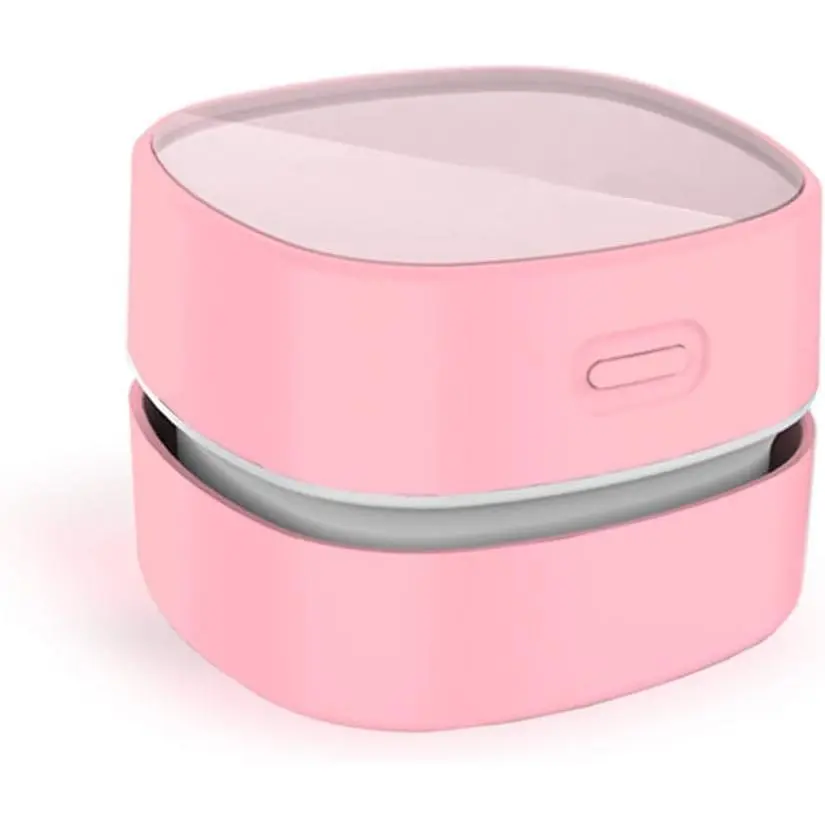 F-HVC03 Portable Desktop USB-Powered Computer Vacuum Cleaner - 1000Pa High Suction Low Noise, Acrylic Body, 360° Rotatable Head, 400 Mins High Endurance, Energy-Saving, Includes Brush, AA Compatible (Pink)