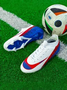 Unisex Black-Yellow-Red Gradient Professional Stud Soccer Cleats, Competitive Racing Style, Gradient Color-Block Texture + High-Top Sock Fit + Professional Non-Slip Stud Sole, Stable Traction & Racing-Adaptable , Ideal for Soccer Matches & Training