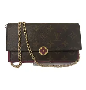 Pre-owned Louis Vuitton coated canvas Clutches & Wristlets Canvas Wallet Flore W/ Dust Bag and Box Initials A.T.