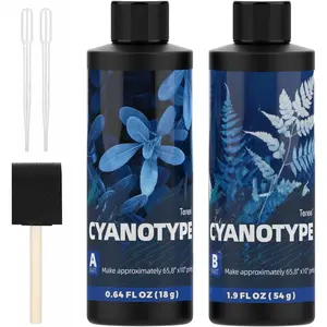 16oz Art Cyanotype Chemicals Kit for Photographic Blueprints Cyanotype Sensitizer Dye Powder Sun Printing Kit for Paper Fabric Wood Leather Canvas Pre-Coated Paper for Creative Projects