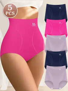 Women's High-Waisted Ice Silk Seamless Underwear Set, Comfortable Fitted Design, Shaping Hip Lifting Panties, All Seasons Wear