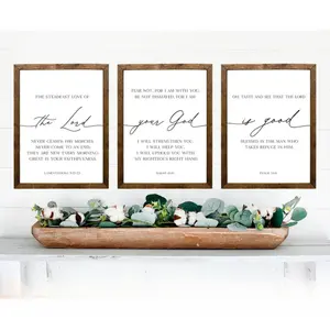 Set of 3 Bible Verse Prints – Rustic Christian Wall Art – Lamentations, Isaiah, Psalm Artistic Decor